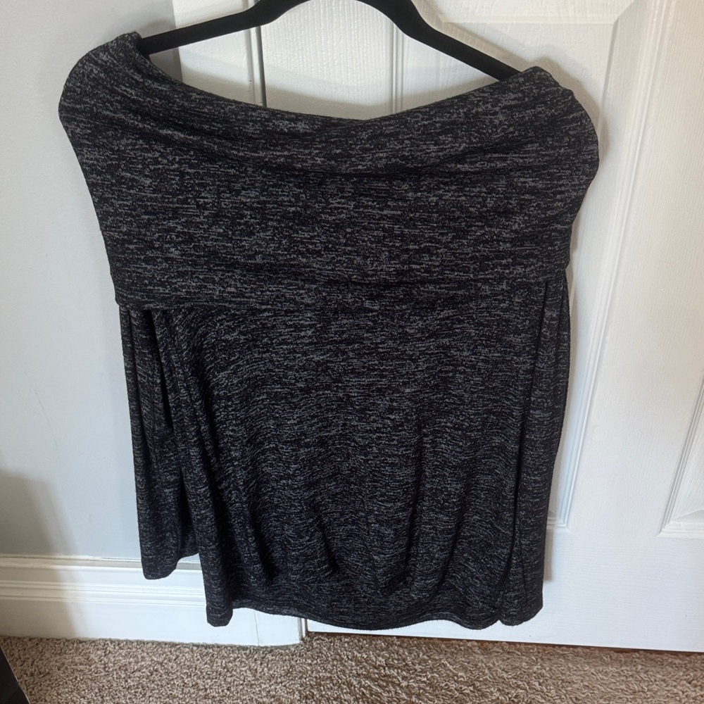 Black Heathered Off The Shoulder Top